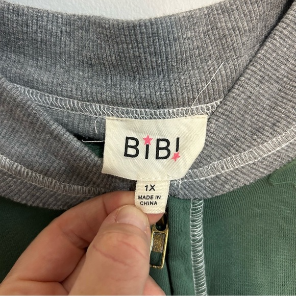 BiBi Oversized Colorblock Green Pink Yellow Orange Full Zip Jacket Women’s 1X - Picture 4 of 8